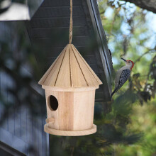 Natural Wooden Bird House Hanging Nest for Outdoor Garden 14x10cm