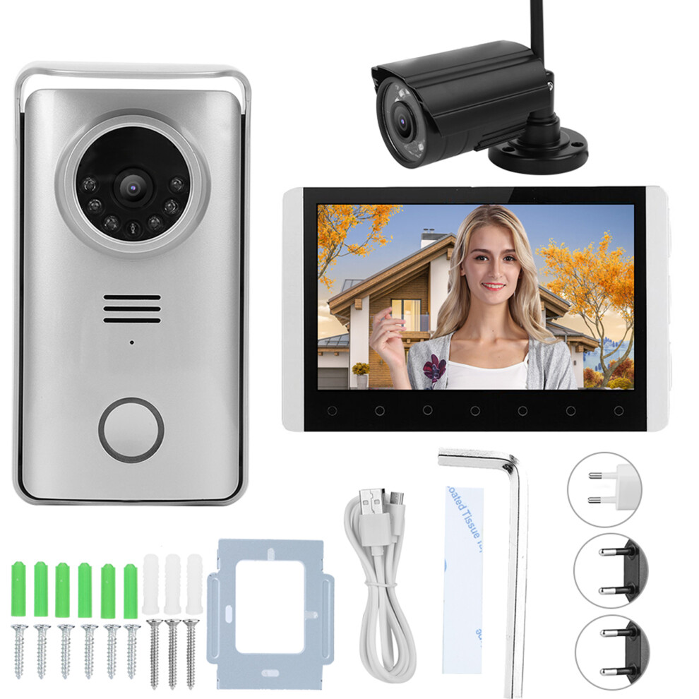 7Inch Lcd Video Doorbell Intercom System With Handsfree Intercom And Multi Device Interconnection, Wireless Wifi Home Security System For 9071309451627