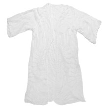 Kimono cardigan chic pour les vacances, vĂŞtement de plage en dentelle transparente avec motif floral au crochet et manches 3/4, en coton lĂ©ger Ă
