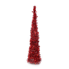 Christmas Everywhere, Mini Artificial Christmas Tree, Easy Install Christmas Tree For Instant Cheer, Collapsible Tinsel Tree In Red, Your Portable