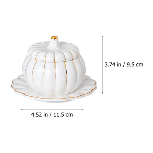 1Set White Ceramic Pumpkin Bowl with Lid Multi-Use Soup Stew Container 1