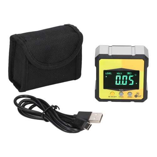 Digital Protractor Inclinometer Cube Level Box Auto Rotating Display Magnetic Base Zero Calibration Audio Alert Compatible Tool For Woodworking 1