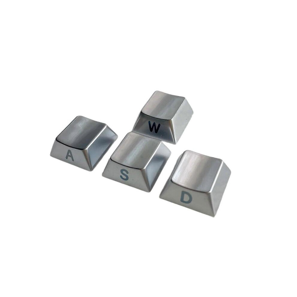 Zinc Alloy Wasd Keycaps 4Pcs Side Engraved For Gaming Office Keyboards Metal Key Button Gold/Silver 6446172476184