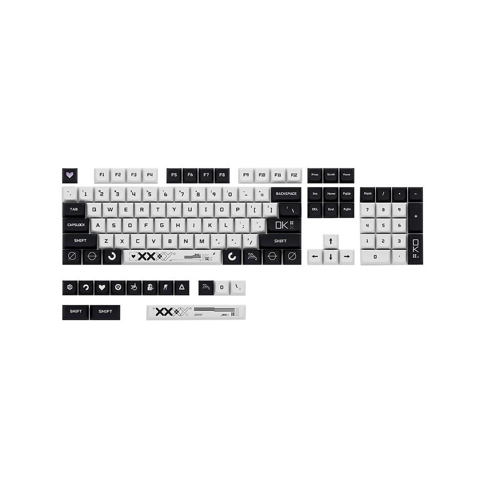 Xda Profile Pbt Keycaps 118 Keys Dye Sublimation For Mechanical Keyboards Black/White 6446172476108