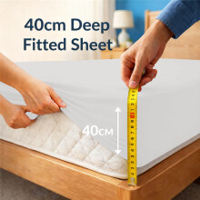 (Single, White) 40cm Deep Fitted Sheet - Premium Microfiber Mattress Sheet Single Double & King Sizes UK