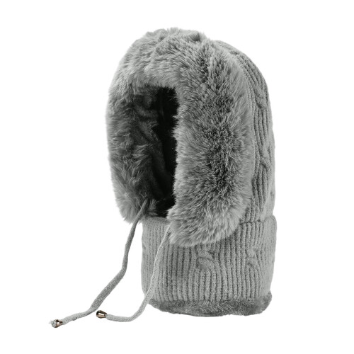 Knitting Hat Scarf Mask Set Fleece-Lined Windproof 1