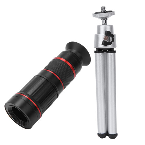 Conjunto de Lentes Macro e Olho de Peixe com Zoom Telescópico de 18x, Tripé Flexível Super Grande Angular 4K HD Compatível com iPhone, Samsung e 1