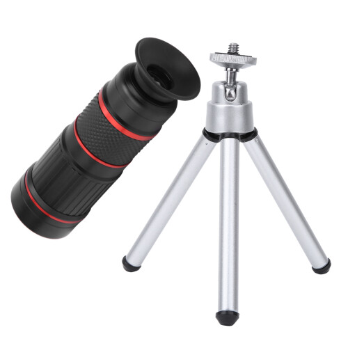 Conjunto de Lentes Macro e Olho de Peixe com Zoom Telescópico de 18x, Tripé Flexível Super Grande Angular 4K HD Compatível com iPhone, Samsung e 2