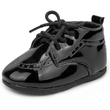 (A01mirror Black, 6-12 Months Infant) Oxford shoes for infant boy with breathable leather