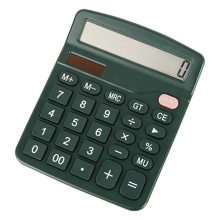 (Green) Mini Calculator Clear Screen Display Comfortable Buttons Non-breakable 12 Digits Display Ultra-thin Desktop Calculator Office Supply QingHai