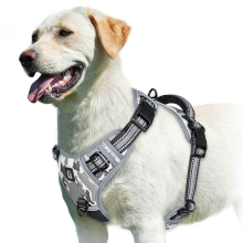 (GRAY, S) No Pull Dog Harness, Adjustable Soft Padded Pet Vest with Easy Control Handle