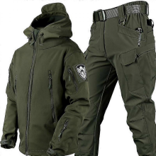 (L, Green) Thick Hunting Clothes For Men, Cold Weather Camo Hunting Jacket Pants