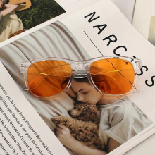 (clear orange) Vazrobe White Sunglasses Women Male Classic Design Plastic Sun Glasses for Adult Red Black Yellow Purple Frame