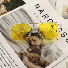 (clear yellow) Vazrobe White Sunglasses Women Male Classic Design Plastic Sun Glasses for Adult Red Black Yellow Purple Frame