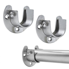 (32mm) Lot de 2 supports de tringle de penderie en acier inoxydable, robustes, avec bride en forme de U et vis pour support de penderie ou de douche.