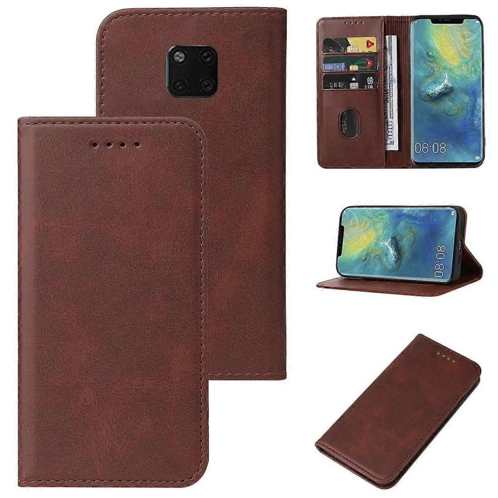 (Brown) For Huawei Mate 20 Pro Magnetic Closure Leather Phone Case Brown 5996097027400