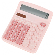 (Pink) Mini Calculator Clear Screen Display Comfortable Buttons Non-breakable 12 Digits Display Ultra-thin Desktop Calculator Office Supply QingHai