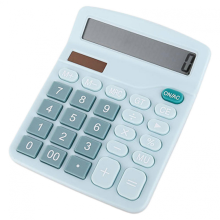 (Blue) Mini Calculator Clear Screen Display Comfortable Buttons Non-breakable 12 Digits Display Ultra-thin Desktop Calculator Office Supply QingHai