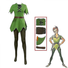 (Kid 150, Men) Peter Pan Cosplay Anime Costume Green Elf Uniform Dresses Boys Girls Halloween Carnival Costume Fancy Dress Suit Men