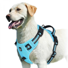 (SKY BLUE, L) No Pull Dog Harness, Adjustable Soft Padded Pet Vest with Easy Control Handle