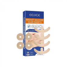 (1Box-4Pairs) 4 Paar Silikon-Narbenpflaster zur Narbenentfernung nach Brustverkleinerung, 4 weiche Brustwarzenhofstreifen und 4 Verankerungsplatten