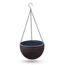 (brown, M) 2 Pcs Hanging Flower Pot Basket, Round Hanging For Indoor And Outdoor Plants