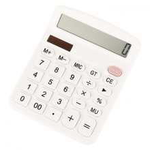 (White) Mini Calculator Clear Screen Display Comfortable Buttons Non-breakable 12 Digits Display Ultra-thin Desktop Calculator Office Supply QingHai