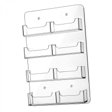 (8 Pockets) Acrylic Business Card Holder Wall Mount Multiple Brochures Storage Clear Acrylic