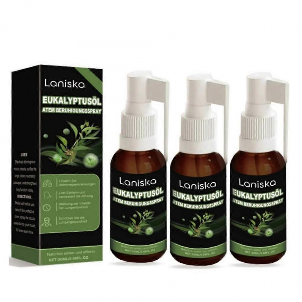 Blue (3Pcs) Herbal Lung Cleanse Spray Reduce Cough Sore Itchy Throat Inflammation Relief Breathing Difficulties Quit Smoking Lung Detox Mist