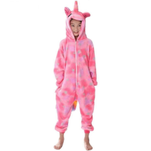 (Pink, 5-6 Years) Mädchen Einteiler Einhorn-Kapuzenoverall Winter Warme Nachtwäsche