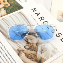 (clear blue) Vazrobe White Sunglasses Women Male Classic Design Plastic Sun Glasses for Adult Red Black Yellow Purple Frame