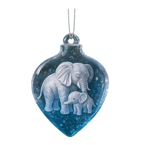 Christmas Tree Ornament Gradient Blue Elephant Pendant 1