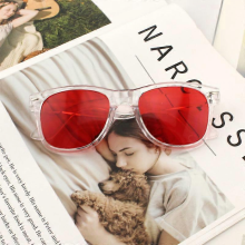 (clear red) Vazrobe White Sunglasses Women Male Classic Design Plastic Sun Glasses for Adult Red Black Yellow Purple Frame