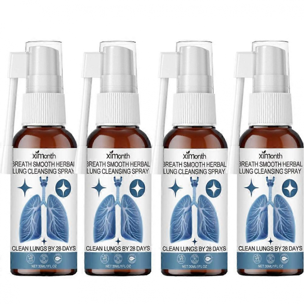 (4pcs) Lung Cleansing Spray Breath Detox Asthma Relief Improve Bronchial Relieve Throat Sore Discomfort Respiratory System Support Care