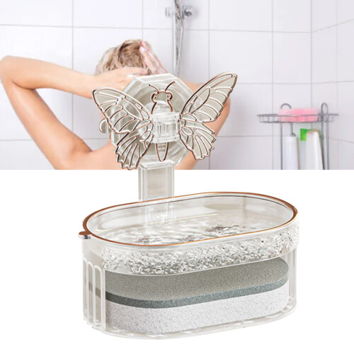 White Double Layer Vacuum Suction Soap Holder
