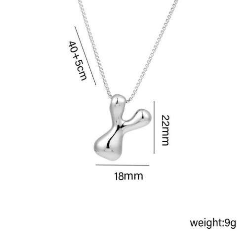 Bubble Letter Necklace Silver Gold Initial Pendant 1