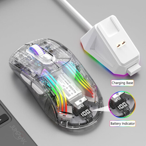 Διαφανές ποντίκι παιχνιδιών RGB Ασύρματο Bluetooth Ενσύρματο Ψηφιακό Οθόνη Type-C 2