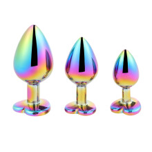 (One Size, Colorful) Women Men Anal Plug Set Metal Heart-Shaped Butt Plug Stopper Toy for SM Adult Games Cosplay