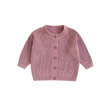 (5-6 Years, Pink) Little Girls Knit Button Up Sweaters Long Sleeve Round Neck Solid Color Casual Knitwear Cardigan