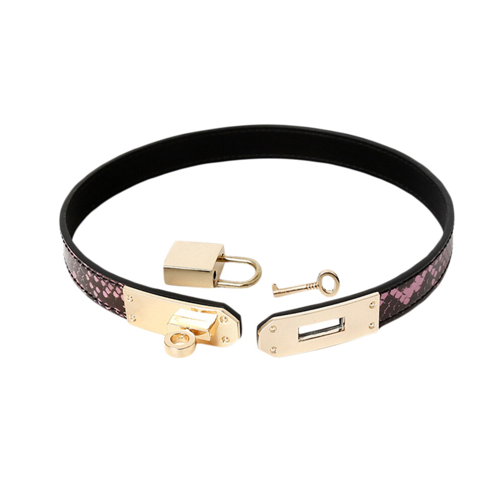 (48cm, Black) Adult Collars Multifunctional Snake Print Bondage Restraint BDSM Toys Handcuffs for Adults Women