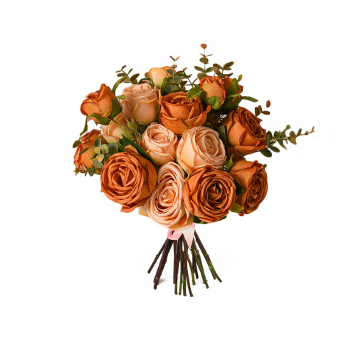 Silk Rose Bouquet with Green Leaves38cm