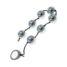 (One Size, Silver) Anal Dilation with Circle Ring Handle Six Round Beads Stainless Steel Glass Anal Trainer Adult Sexual Plug Toy for Adults