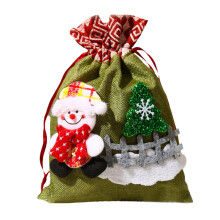 Bolsas decorativas para envolver regalos navideños, sacos de arpillera con cordón y bolsas reutilizables para dulces navideños para decoración