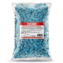 Bebeto 2kg Fizzy Blue Pencil Bites Bulk Raspberry Party Sweets