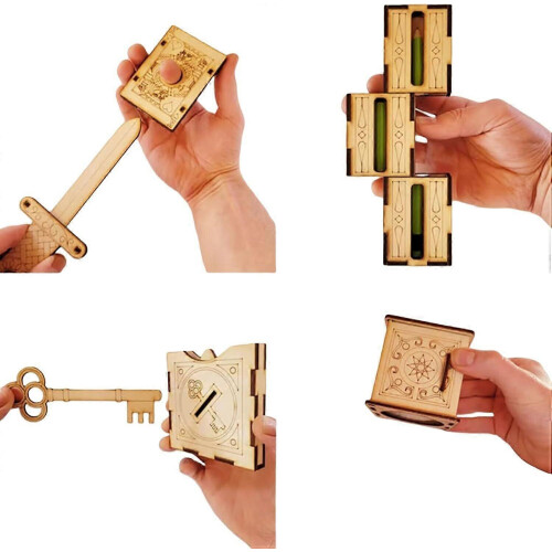 (sword) Handcrafted Wooden DIY Magic Set, Magic Pencil Box, Key Through Coin Magic 1