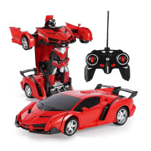 (Red) Remote Control Transforming Robot Car Toy, Durable Lightweight Car Robot Transformer with Remote, Gift for Kids Children's Day