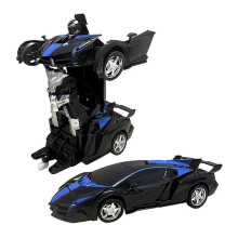 (Black Blue) Remote Control Transforming Robot Car Toy, Durable Lightweight Car Robot Transformer with Remote, Gift for Kids Children's Day