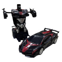 (Black Red) Remote Control Transforming Robot Car Toy, Durable Lightweight Car Robot Transformer with Remote, Gift for Kids Children's Day