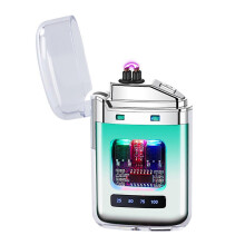 (J) USB Rechargeable Transparent Plasma Lighter, Portable Dual Arc Windproof Lighter for Men, Camping Outdoor Igniter