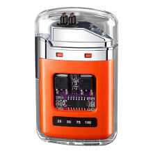 (D) USB Rechargeable Transparent Plasma Lighter, Portable Dual Arc Windproof Lighter for Men, Camping Outdoor Igniter